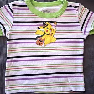 Target Pikachu Halloween Kids Tee - Green and Purple Stripes